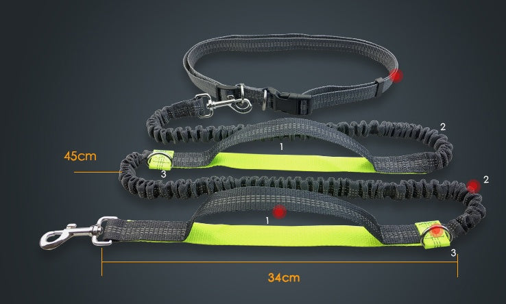 multi-function running reflective pull dog leash double elastic dog leash traction
